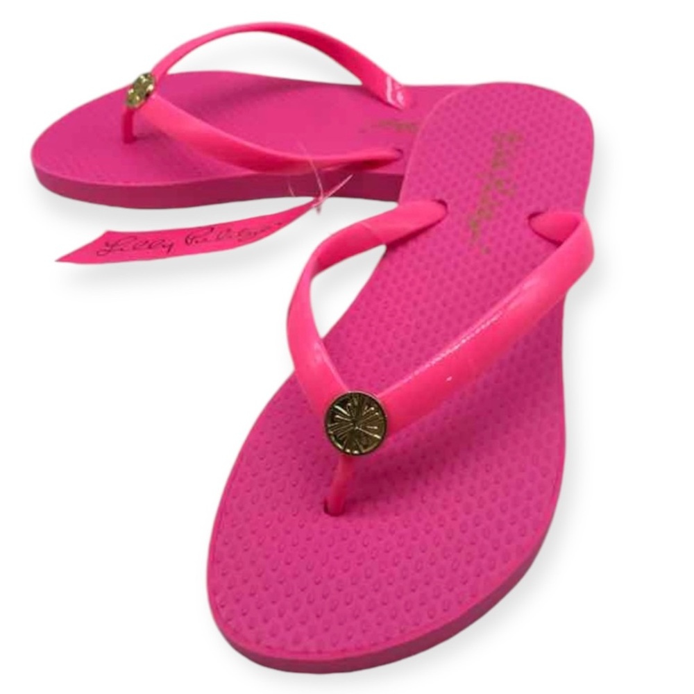 LILLY PULITZER Flip Flops Roxie Pink Pool Shoes Resort Sandals NWT - Picture 6 of 12